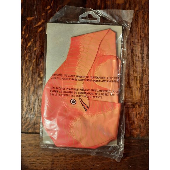 Toys R US Tony inflatable Dinosaurs Deadstock Orange Brontosaurus w repair patch - Picture 2 of 3